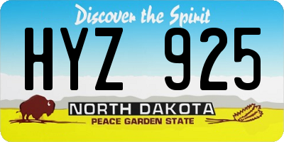 ND license plate HYZ925