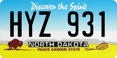 ND license plate HYZ931