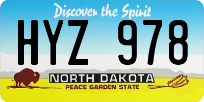 ND license plate HYZ978