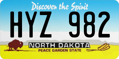 ND license plate HYZ982
