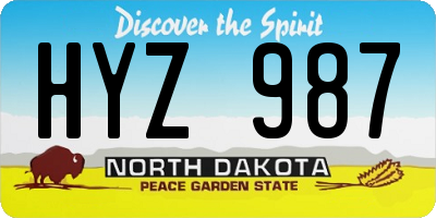 ND license plate HYZ987