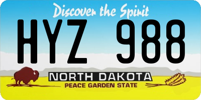 ND license plate HYZ988