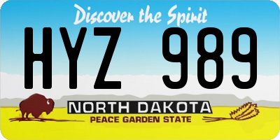 ND license plate HYZ989