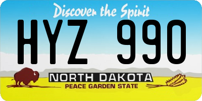 ND license plate HYZ990