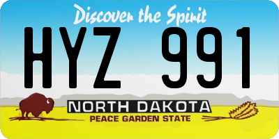 ND license plate HYZ991