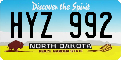 ND license plate HYZ992