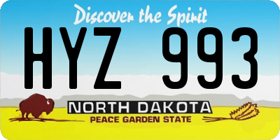 ND license plate HYZ993