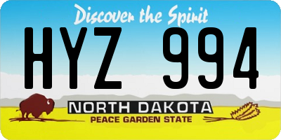 ND license plate HYZ994