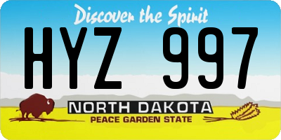 ND license plate HYZ997