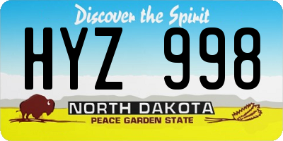 ND license plate HYZ998