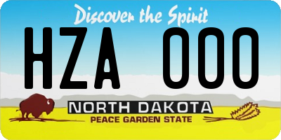 ND license plate HZA000