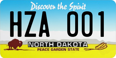 ND license plate HZA001