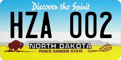 ND license plate HZA002