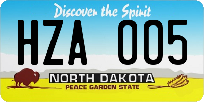 ND license plate HZA005