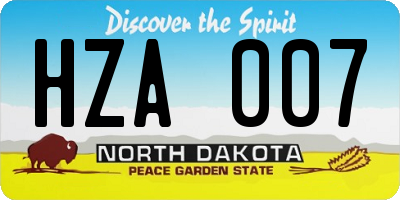 ND license plate HZA007
