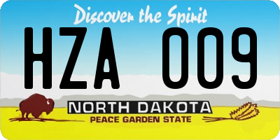 ND license plate HZA009