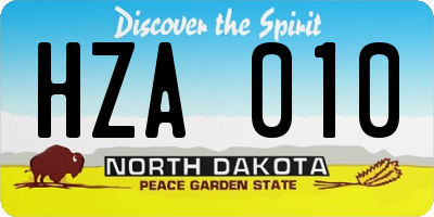 ND license plate HZA010