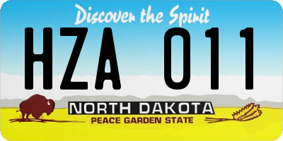 ND license plate HZA011