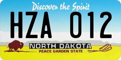 ND license plate HZA012