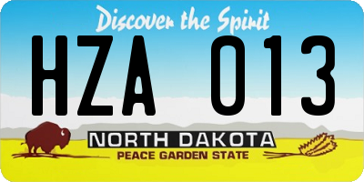 ND license plate HZA013