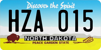 ND license plate HZA015