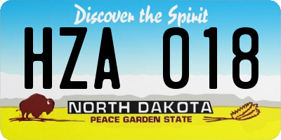 ND license plate HZA018