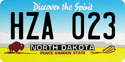 ND license plate HZA023