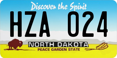 ND license plate HZA024