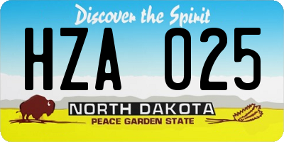ND license plate HZA025