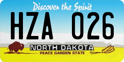 ND license plate HZA026