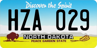 ND license plate HZA029