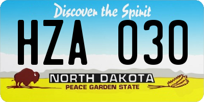 ND license plate HZA030