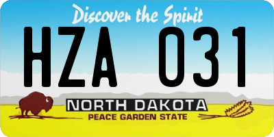 ND license plate HZA031