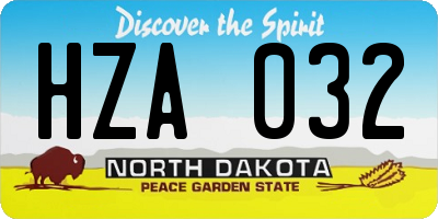 ND license plate HZA032