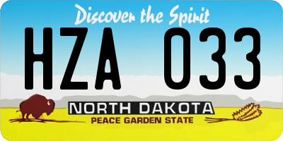 ND license plate HZA033