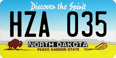 ND license plate HZA035