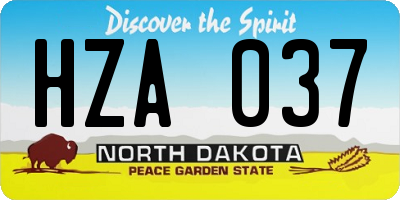 ND license plate HZA037