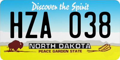 ND license plate HZA038