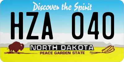 ND license plate HZA040