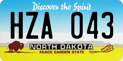 ND license plate HZA043