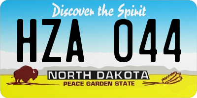 ND license plate HZA044