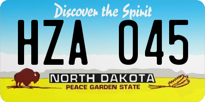 ND license plate HZA045