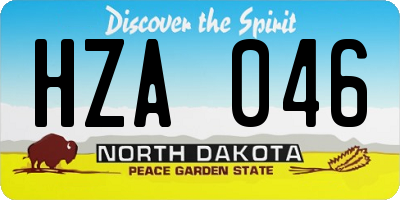 ND license plate HZA046