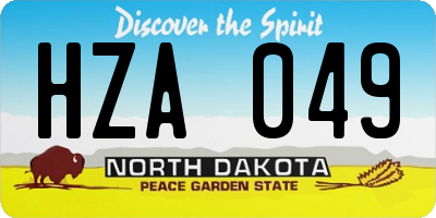 ND license plate HZA049