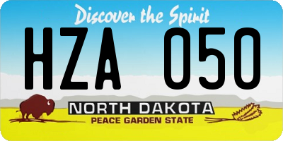 ND license plate HZA050