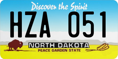 ND license plate HZA051