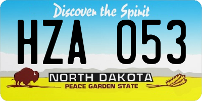 ND license plate HZA053