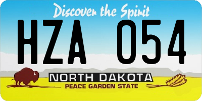 ND license plate HZA054