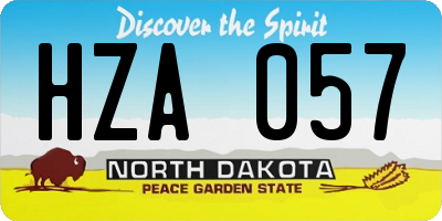 ND license plate HZA057