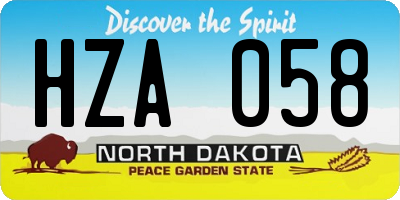 ND license plate HZA058